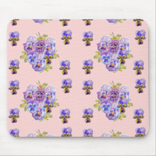 Alfombrilla De Ratón Shabby Pink Pansy floral Computadora Mat Pad