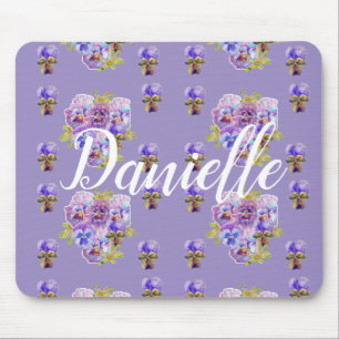 Alfombrilla De Ratón Shabby Purple Pansy Floral Computadora Ratón Mat P