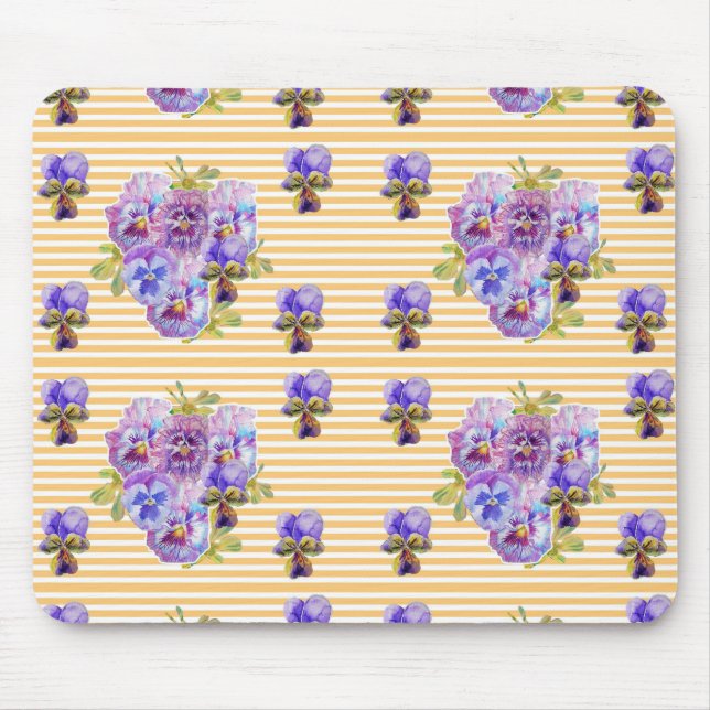 Alfombrilla De Ratón Shabby Yellow Pansy floral Computadora Mat Pad (Frente)
