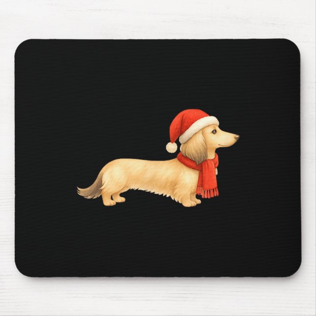 Alfombrilla De Ratón Shaded Cream Christmas Dachshund Dog Mom Funny Cut (Frente)
