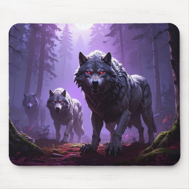 Alfombrilla De Ratón Shadowfang Pack – Midnight Wolves Fantasy Mousepad (Frente)