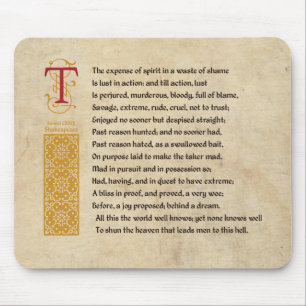 Alfombrilla De Ratón Shakespeare Sonnet 129 (CXXIX) sobre pergamino