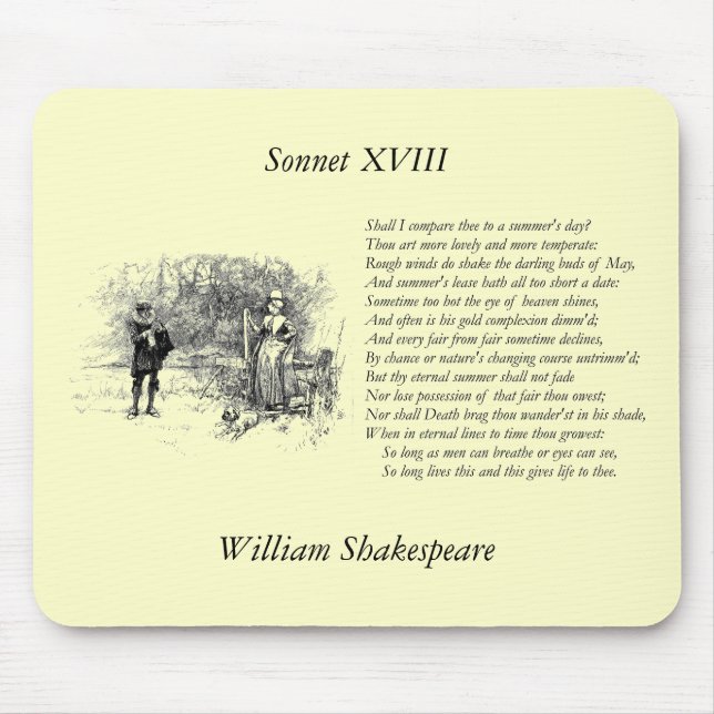 Alfombrilla De Ratón Shakespeare Sonnet # 18 (Frente)