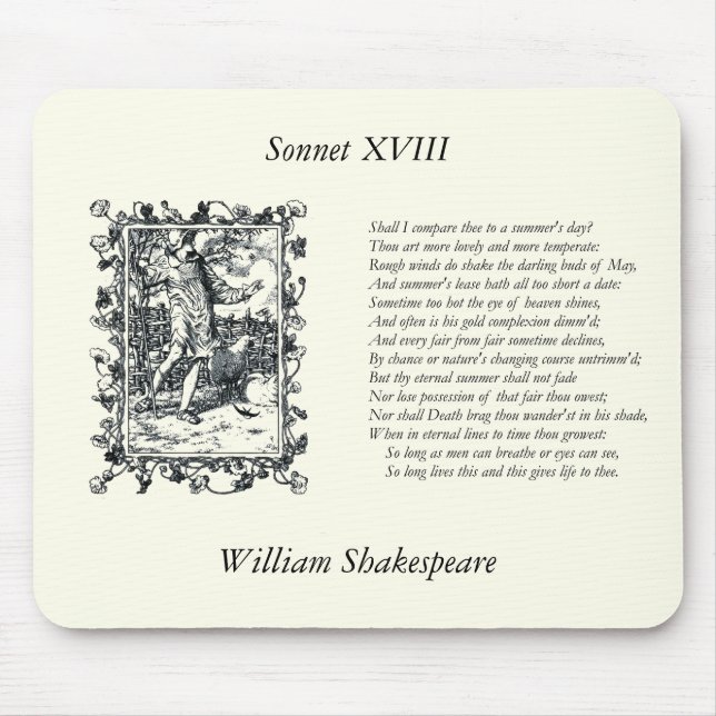 Alfombrilla De Ratón Shakespeare Sonnet # 18 (Frente)