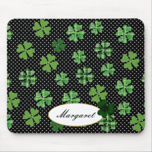 Alfombrilla De Ratón Shamrock personalizado y trébol de cuatro hojas
