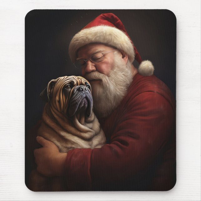 Alfombrilla De Ratón Shar Pei Con Navidades festivos de Santa Claus (Frente)