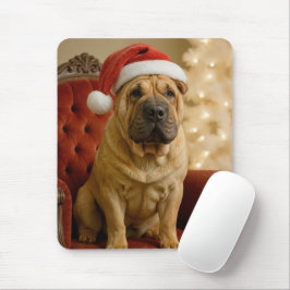 Alfombrilla De Ratón Shar-Pei de Navidad con sombrero de Santa