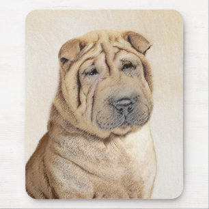 Alfombrilla De Ratón Shar Pei Painting - Cute Original Dog Art