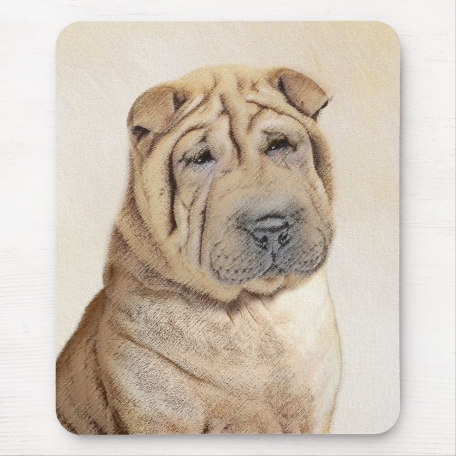 Alfombrilla De Ratón Shar Pei Painting - Cute Original Dog Art (Frente)