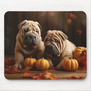 Alfombrilla De Ratón Shar Pei Puppy Calabaza deslumbrante de otoño