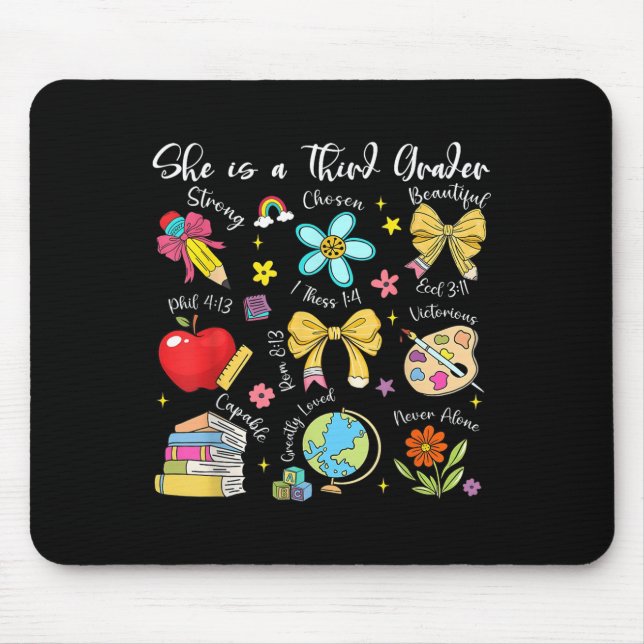 Alfombrilla De Ratón She Is A Third Grader Bible Verses Back To School  (Frente)