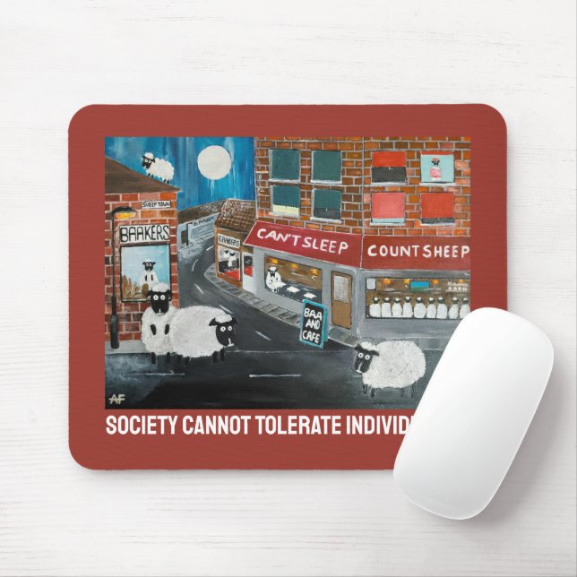 Alfombrilla De Ratón Sheep Town Painting by Alfred Fox (Con ratón)