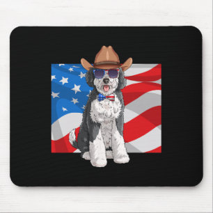 Alfombrilla De Ratón Sheepadoodle Patriotic Merica 4 De Julio Estadouni