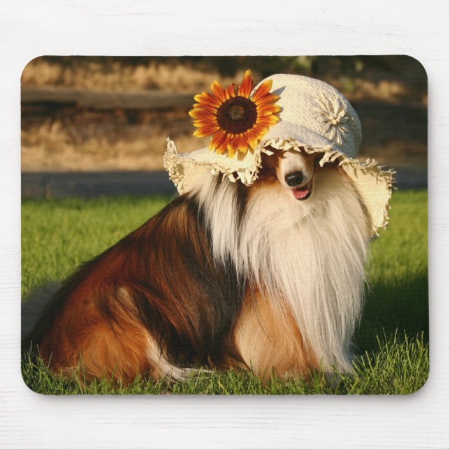 Alfombrilla De Ratón Sheltie con el gorra (Frente)