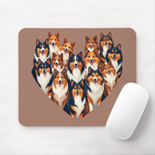 Alfombrilla De Ratón Sheltie Heart Ilustracion Cute Shetland Sheepdog (Con ratón)