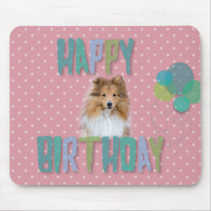 Alfombrilla De Ratón Sheltie Shetland sheepdog Happy Birday