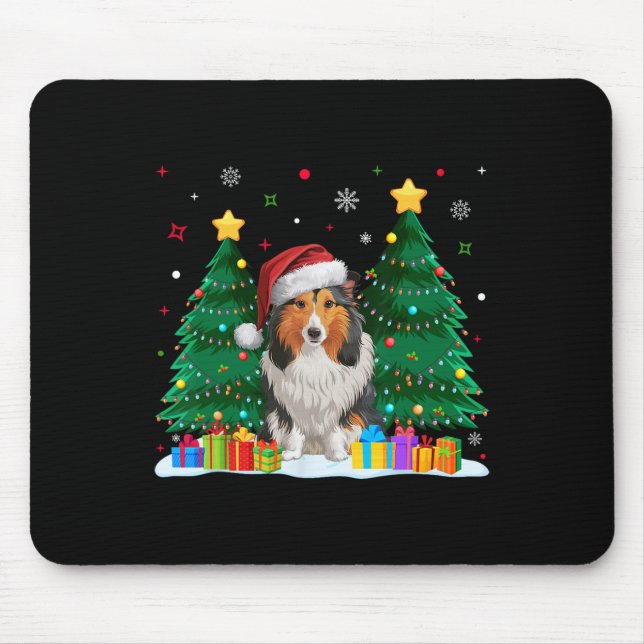 Alfombrilla De Ratón Shetland Sheepdog Dog Lover Santa Hat Fea Christin (Frente)