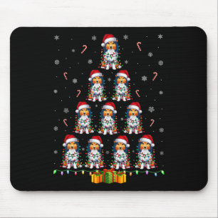Alfombrilla De Ratón Shetland Sheepdog Dog Santa Hat Xmas enciende Cris