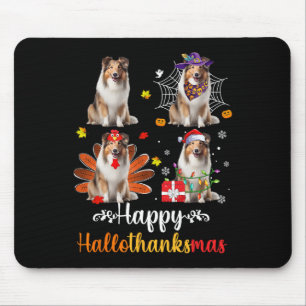 Alfombrilla De Ratón Shetland Sheepdog Halloween Navidades Happy Hallot