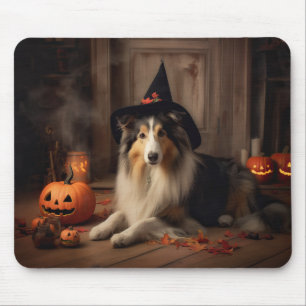 Alfombrilla De Ratón Shetland Sheepdog Pumpkins Halloween Scary