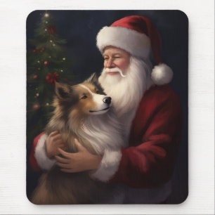 Alfombrilla De Ratón Shetland Sheepdog Santa Claus Navidades festivos