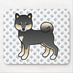 Alfombrilla De Ratón Shiba Inu de dibujos animados negro y marrón & pat