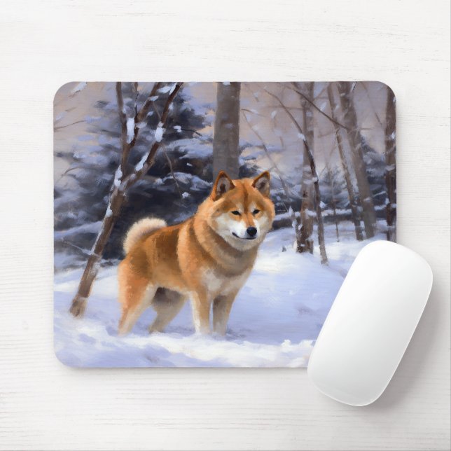 Alfombrilla De Ratón Shiba Inu deja que nieve Navidades (Con ratón)