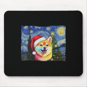 Alfombrilla De Ratón Shiba Inu Santa Hat Navidades de arte nocturno Sta
