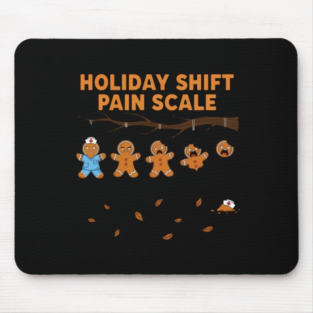 Alfombrilla De Ratón Shift Nurse Pain Scale Funny Gingerbread Rn Christ (Frente)