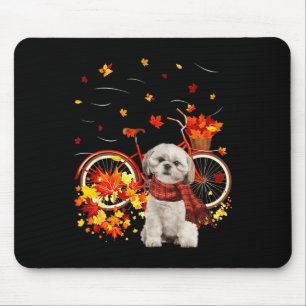 Alfombrilla De Ratón Shih Tzu Bike Otoño Hoja de Perro Caer Diversión C