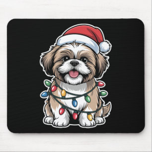 Alfombrilla De Ratón Shih Tzu Envuelto En Luces De Navidad