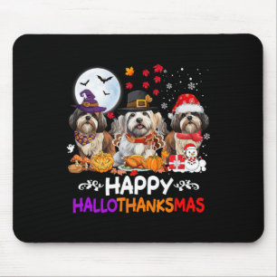 Alfombrilla De Ratón Shih Tzu Navidades de perros felices Hallothankmas