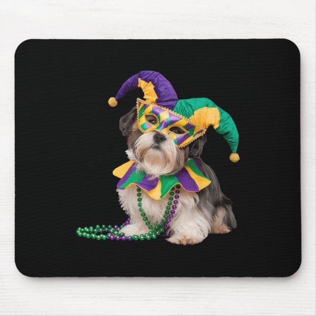 Alfombrilla De Ratón Shih Tzu Perro Enamorado del Festival Mardi Gras (Frente)