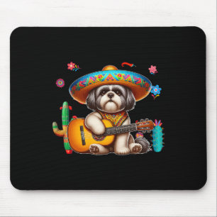 Alfombrilla De Ratón Shih Tzu Sombrero Guitarra Mexicana Cinco De Mayo