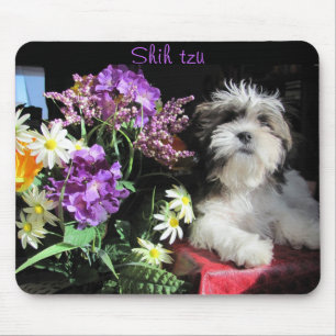 Alfombrilla De Ratón Shih tzu y flores