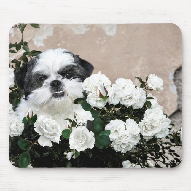 Alfombrilla De Ratón Shih Tzu y rosas (Frente)