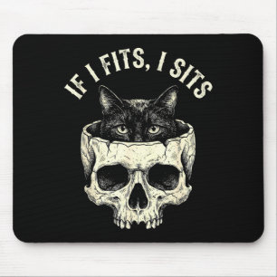 Alfombrilla De Ratón Si cabe me siento calavera de gato negro meme mini