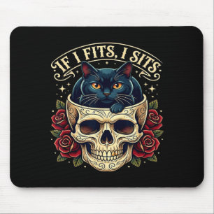 Alfombrilla De Ratón Si queda bien, se sienta gato negro calavera gótic