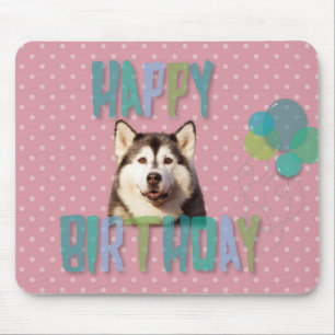 Alfombrilla De Ratón Siberian Husky Dog Happy Birday