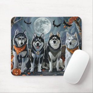 Alfombrilla De Ratón Siberian Husky Halloween Espeluznante