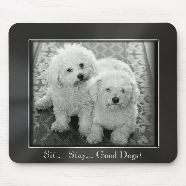 Alfombrilla De Ratón Siéntese. Estancia. ¡Buenos perros! Marco Mousepad (Frente)
