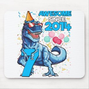 Alfombrilla De Ratón Siete cumpleaños Dinosaurio niño de 7 años asombro