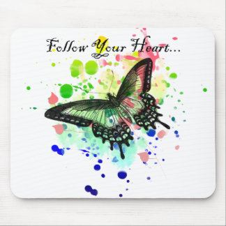 Alfombrilla De Ratón Siga su pintura Splat Mousepad de la mariposa del