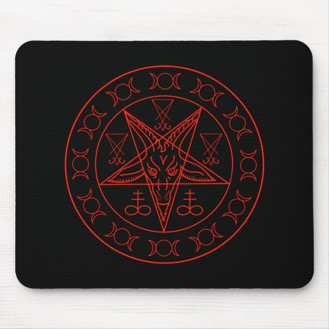 Alfombrilla De Ratón Sigil de la luna triple de Baphomet y sigil del (Frente)