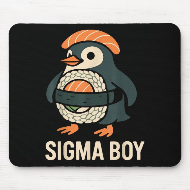 Alfombrilla De Ratón Sigma Boy Brainrot italiano Funny Meme Penguin (Frente)
