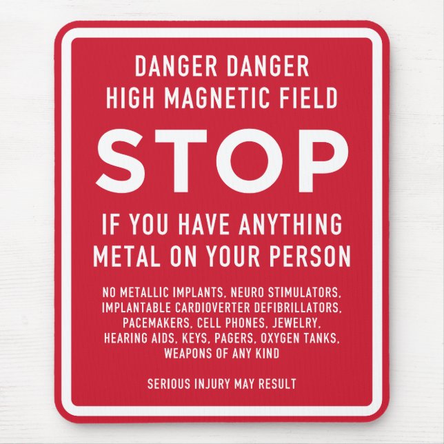 Alfombrilla De Ratón Signo de advertencia de seguridad de IRM - Aler de (Frente)