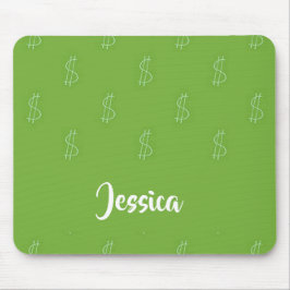 Alfombrilla De Ratón Signo de dólar blanco en verde