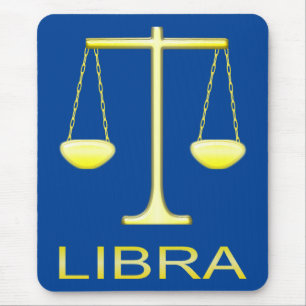 Alfombrilla De Ratón Signo de estrella de balanzas de oro de Libra