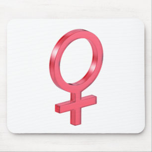 Alfombrilla De Ratón Signo de género femenino de vidrio rojo