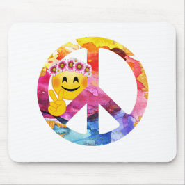 Alfombrilla De Ratón Signo de la paz, arte de la acuarela del Emoticon